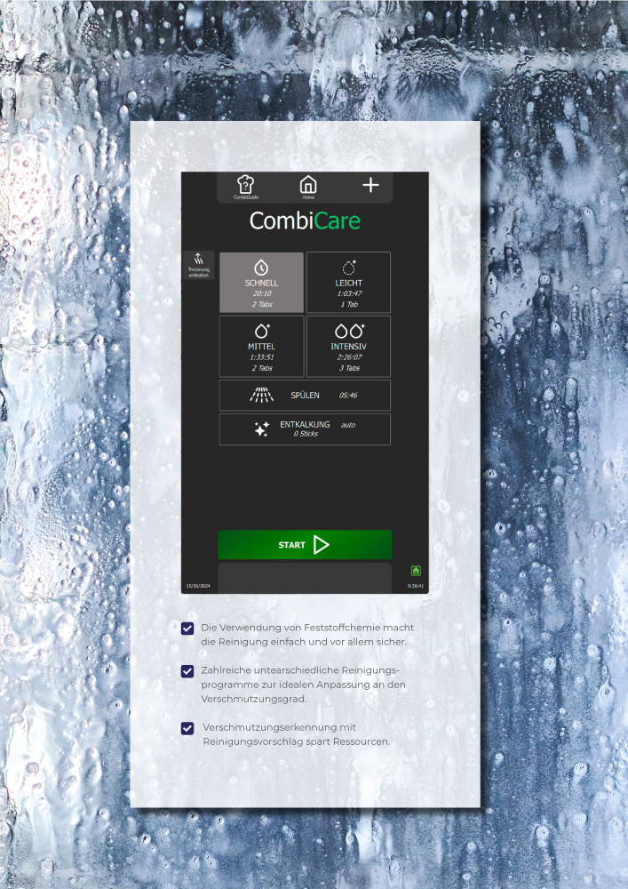 Die Reinigungsfunktion Combi Care